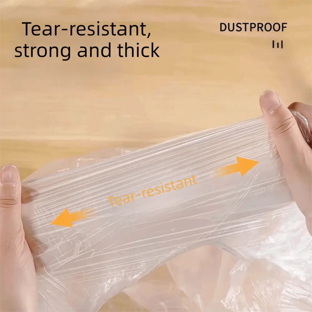 Sac de rangement en plastique transparent, imperméable et anti-poussière, pour meubles, avec bords renforcés, résistants aux déchirures, et conception anti-poussière, pour un stockage protecteur.
