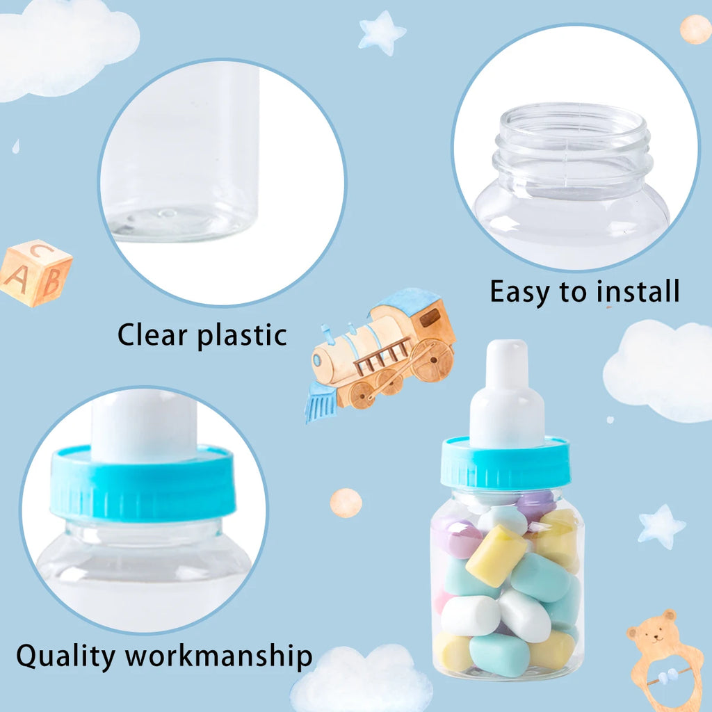 12/24Pcs Pink Blue Baby Bottle for Baby Shower Favors Mini Candy Bottles for Boys Girls Newborn Party Gender Reveal Party Decor