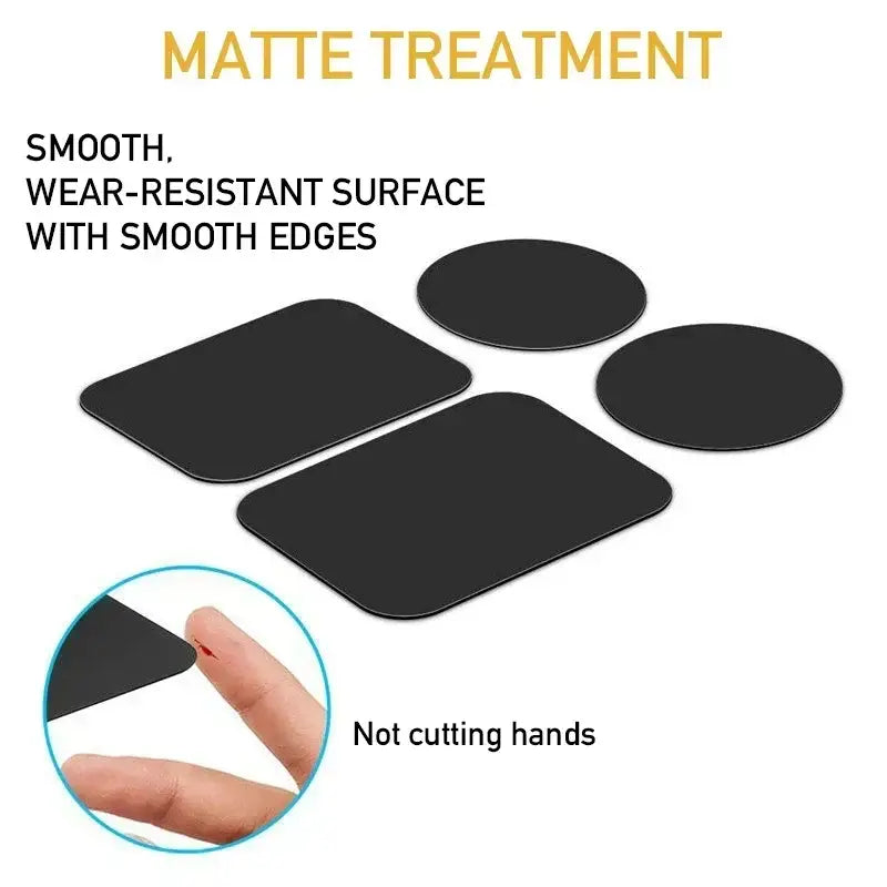 disques de plaque métallique noirs à finition mate, surfaces lisses et résistantes à l’usure, bords arrondis pour porte-téléphone de voiture à fixation magnétique