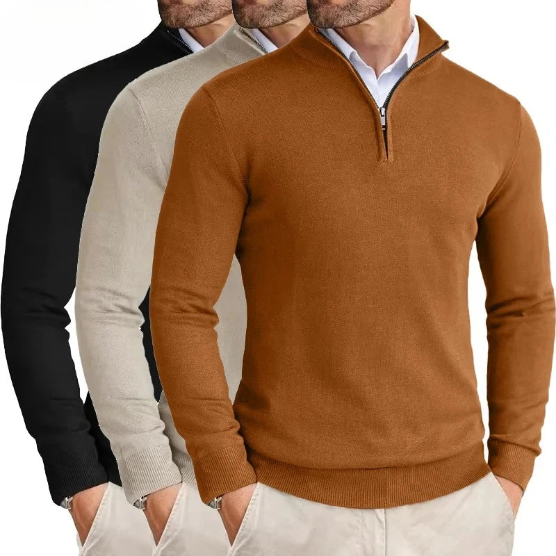 Men's Quarter Zip Up Sweaters Slim Fit Lightweight Pullover Outdoor Mock Neck Tops Half Turtleneck Knitted Streetwear