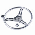 Boat Accessories 13.5'' Stainless Steel Steering Wheel with 5/8 Nut ,3 Spoke Knurling for Marine Boat / Yacht with Power Knob