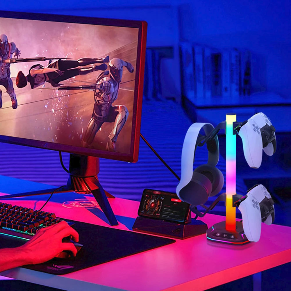 For Playstation5 Controller Holder Earphone Hanger Accessories Gaming RGB Headphone Stand for Desktop Gamer PS4 Xbox PS5 Gamepad