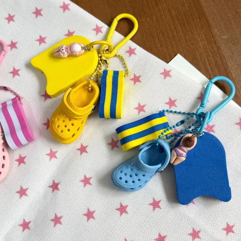 Cute Summer Beach Themed Keychains With Mini Clog Charm And Adorable Swimmer Pendant Perfect For Backpack Decoration Gifts