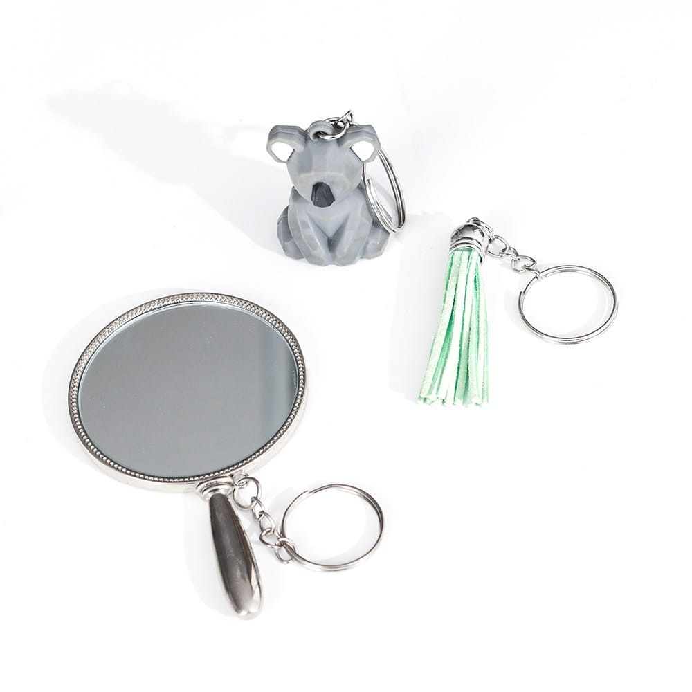 Gray koala metal keychain with split ring and chain designed for secure attachment and everyday use.