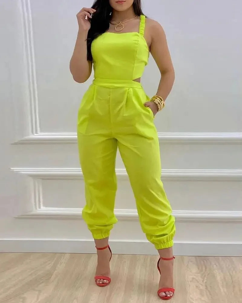 Women's Jumpsuit Elegant Sexy Suspender Printed Jumpsuits Casual Hip Waist Overalls Romper For Women Spring Summer 2023