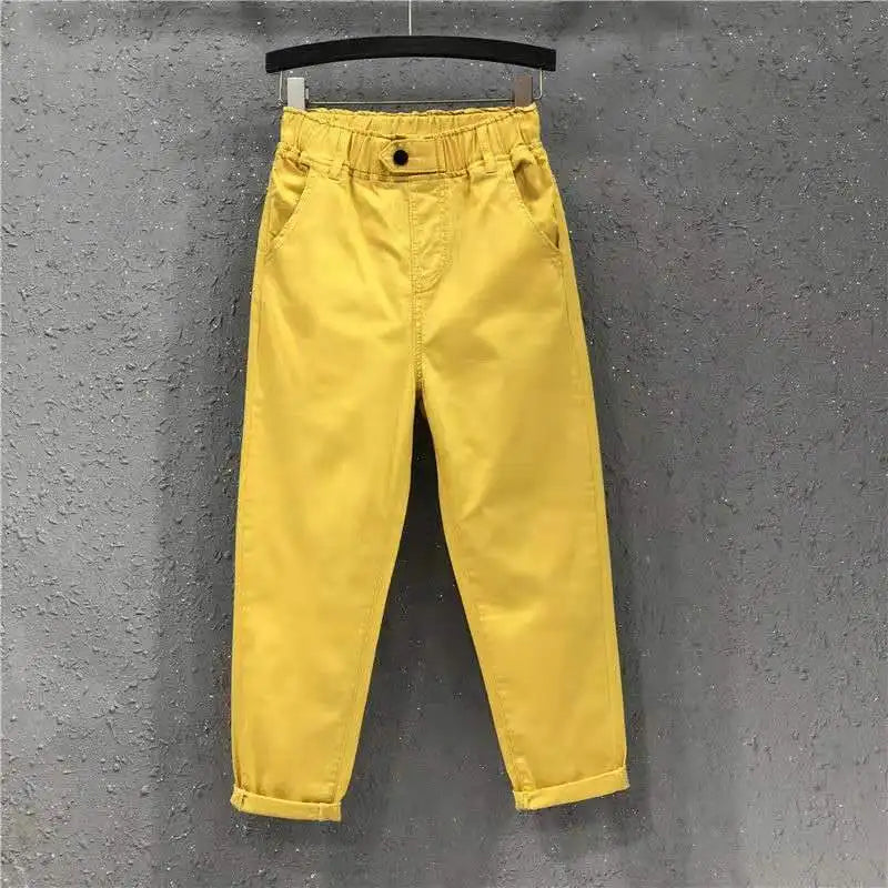 plus Size White Denim Jeans Women's Nine-Piece Casual Pants Summer New Loose Slim Elastic Waist Slim Fit Harem Pants