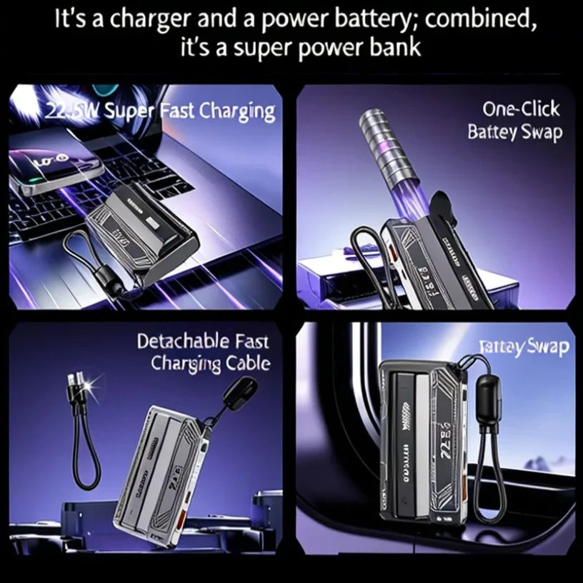 New Portable Fast Charging Removable Lithium Battery 22.5W Super Power Bank 5000 Comes with Cable Mobile Power Bank