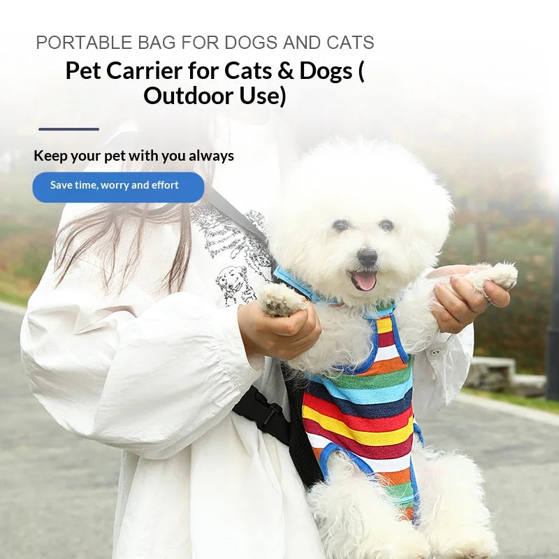 Pet Carrier Backpack for Cats & Small Dogs, Portable Chest Travel Bag Breathable Double Shoulder Carrier