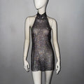 AKYZO European and American Fashion Women's Wear Sparkling Diamond Metal Nightclub Party Spicy Girl Group Sexy Backless Dress