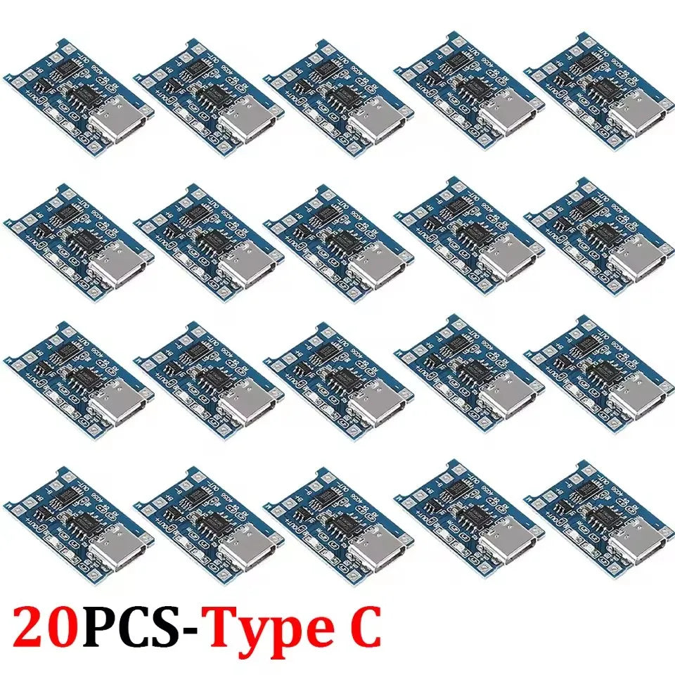 Micro USB/Type C 5V 1A Charger Board with Dual Protection Functions 18650 Charging Module Lithium Battery Module Battery Holder