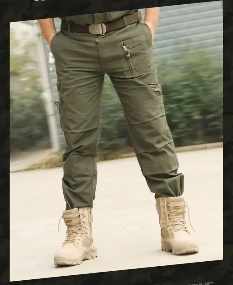 Men's Cargo Pants Outdoors Style Tactical Pants Male Camo Jogger Plus Size Cotton Many Pocket Men Camouflage Black Trousers