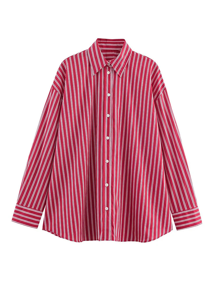 2025 Woman Blouses Stripe Shirts for Women Spring Autumn Long Sleeve Shirt Women Loose Casual Tops Button Up Shirts