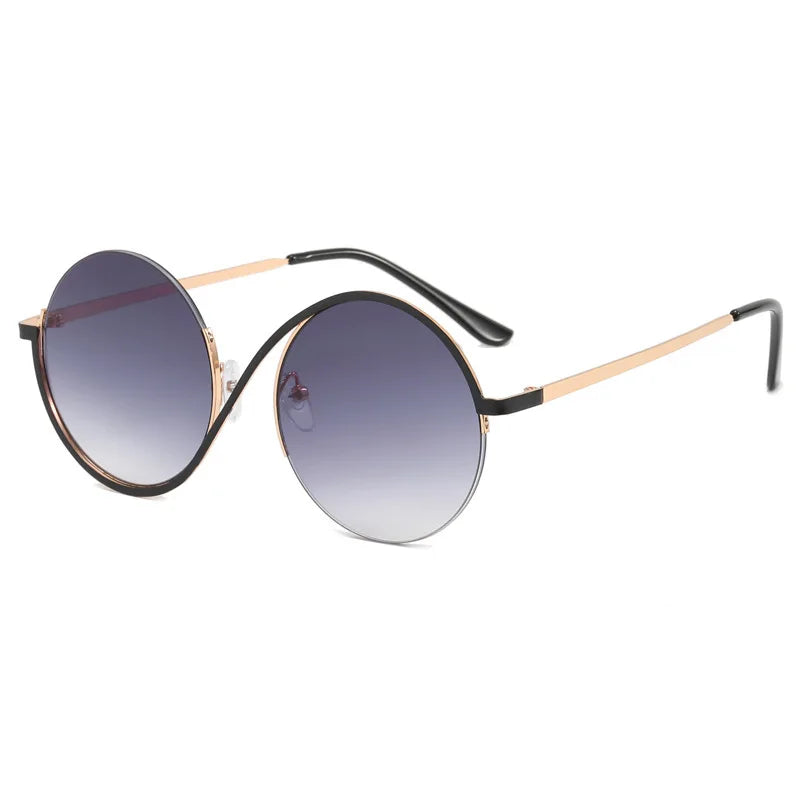 Oversized Sunglasses Anti-Slip Retro Sun Glasses Uv400 Eyewear Half-Frame Round Frame Sunglasses For Driving Fashionable Outfits