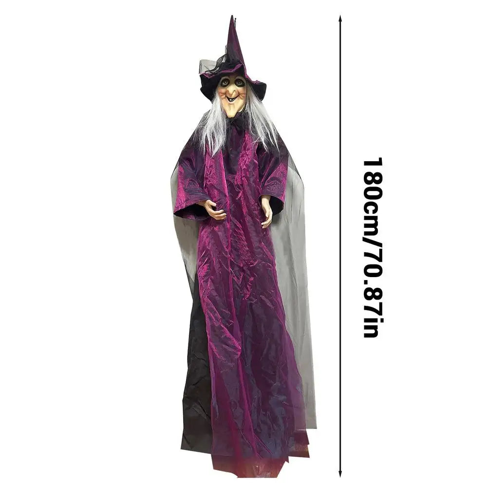 Halloween Talking Witch Outdoor Spooky Scary Witch Animatronic Voice Controlled Glowing Screaming Haunted House Party Decoration