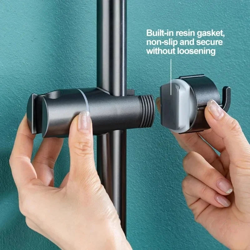 Bathroom Shower Head Holder Adjustable ABS Slide Bracket with Rotating Hook for Sliding Rail Bar Mounting Accessories