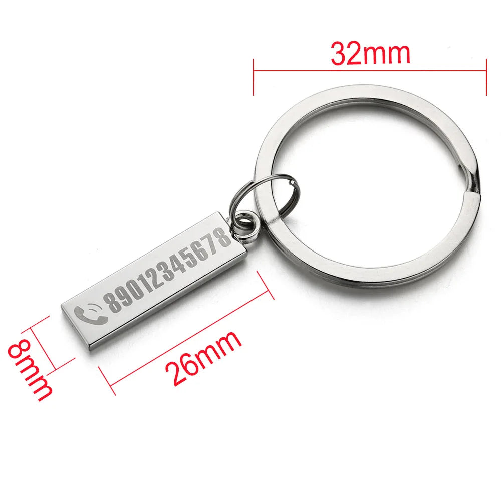 Small Size Anti-lost Keychain Personalized Customized Keyring  For Car Name Number For Men Women Gift  Key Chain P021
