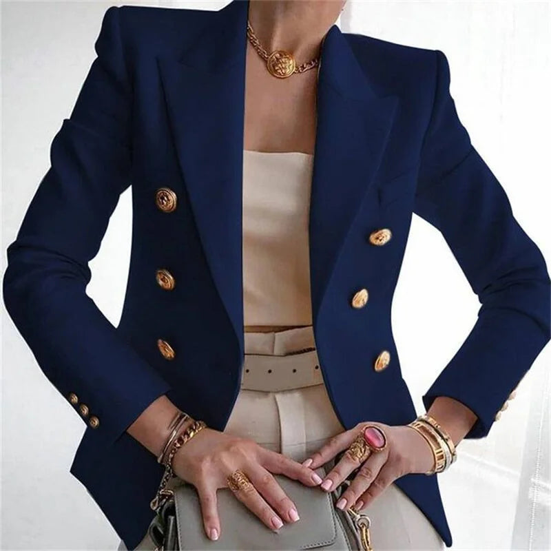 Women's European American Fashion Blazer Spring Autumn Elegant Temperament Ladies Suit Coat Professional Lady Short Outerwear