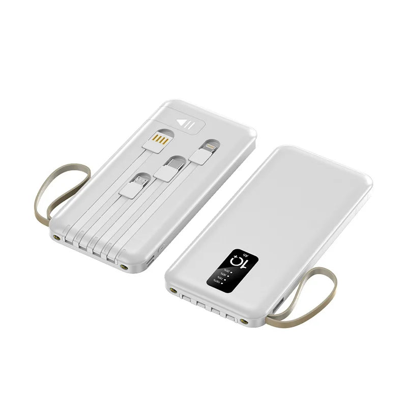 Power Bank 20000mAh Built in Cable Portable Charger Mobile Phone External Battery Fast Charge Powerbank For iPhone 14 Xiaomi Mi