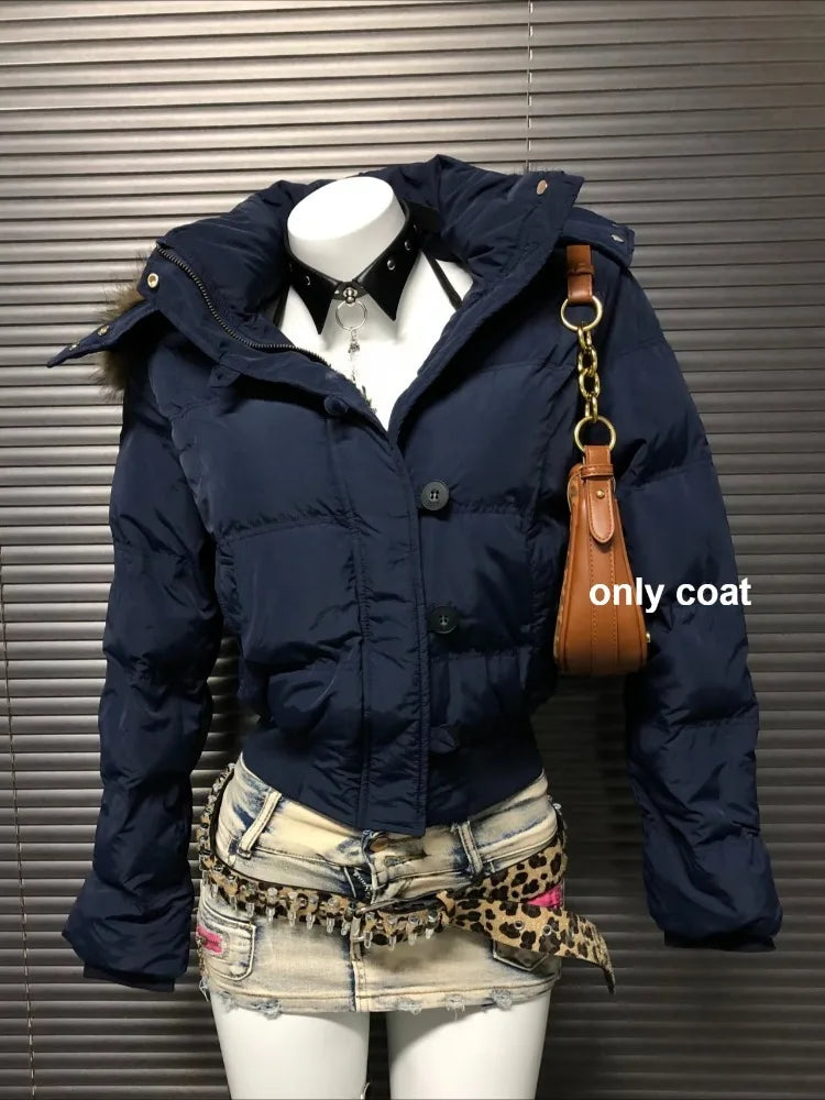 Women Thick Winter Parka Faux Fur Hood Wind Resistant Padded Coat Long Sleeve Casual Street Daily Warm Outer Jacket Fashion New