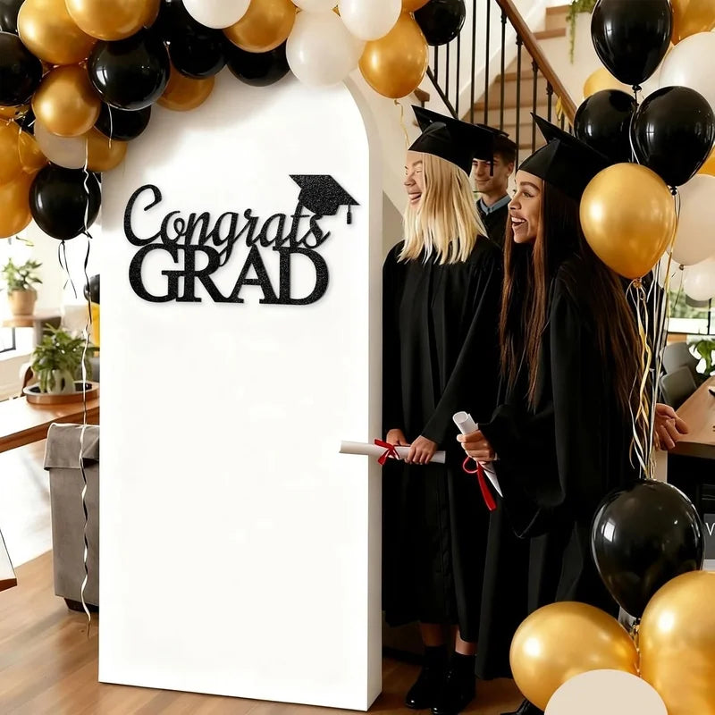 Class of 2026 Golden Graduation Felt Wall Stickers Party Decoration University Student Graduation Ceremony withGRAD Bachelor Hat
