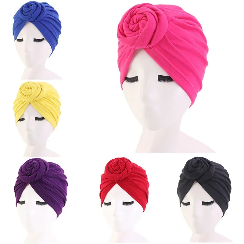 Women Head Wraps India Hat Hijabs Cap Ladies Turban Bonnet Soild Color Cotton Top Knot Inner Hijab Caps African Twist Headwrap