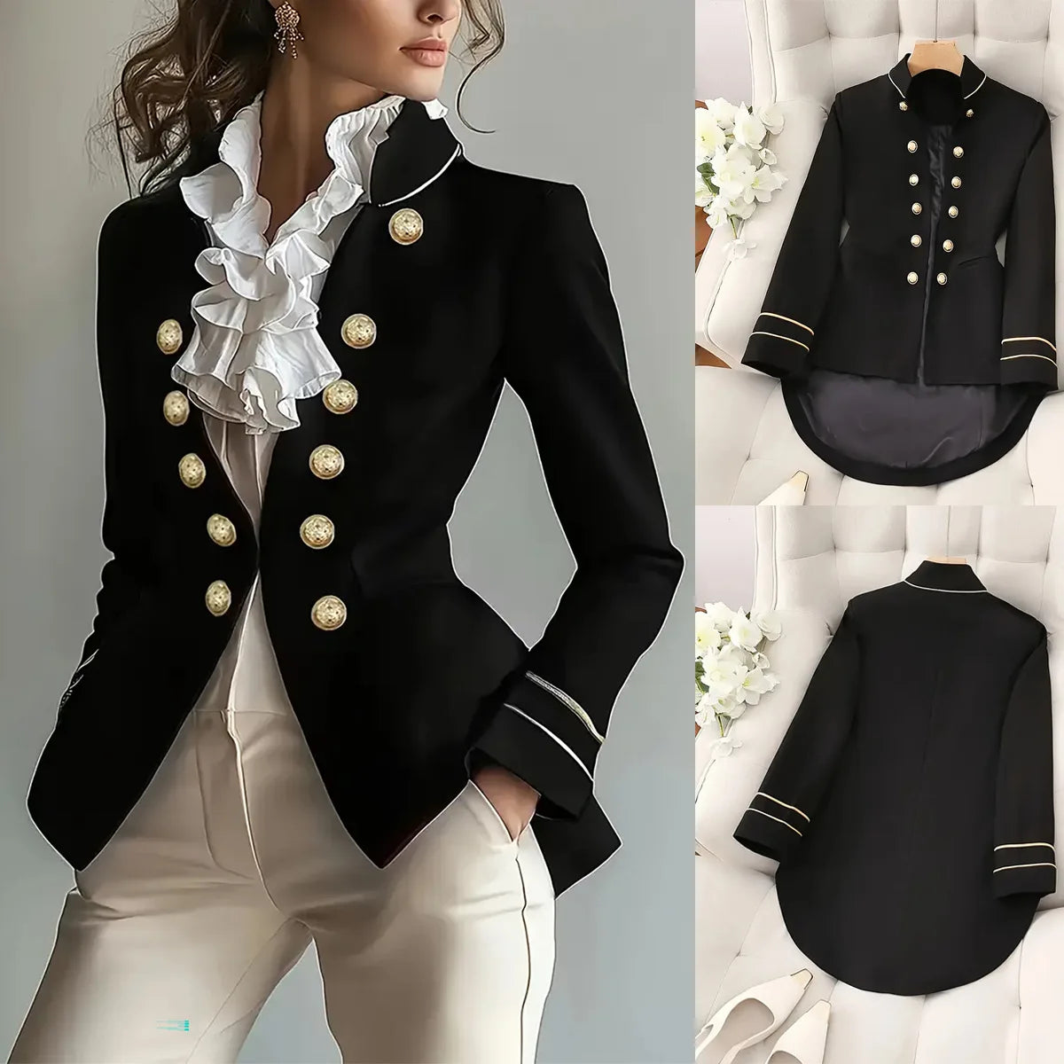 Blazers Coat Women Suits Coats Stand Collar Jackets Y2k Streetwear Work Slim Fit Tight Waist Elegant Jacket 2025 Autumn Winter