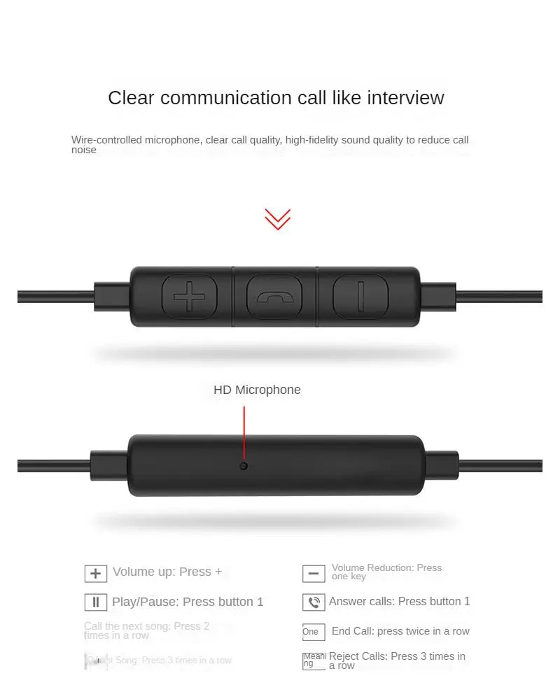 Auriculares con control por cable negros con un diseño minimalista elegante, que incluyen botones de control integrados para el volumen, reproducir/pausar, administración de llamadas y funciones del micrófono, diseñados para un uso Hi-Fi en auriculares para iOS y Android.