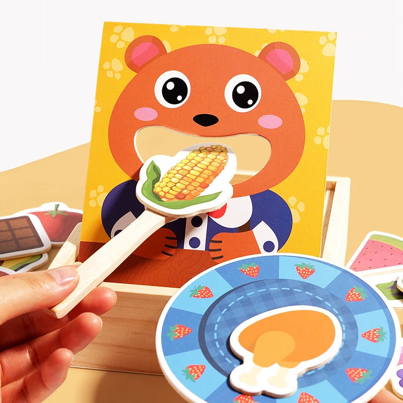 Parent Child Simulation Teddy Bear Feeding Game, Early Childhood Education, Baby's Fine Action, Spoon Training Toy