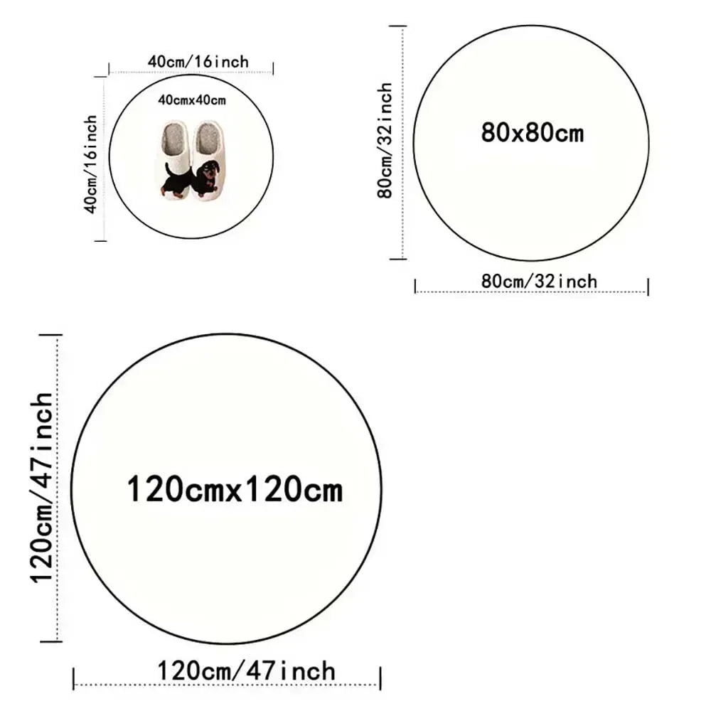 Trendy Bold Text Round Area Rug Stylish Typography Printed Carpet for Bedroom Apartment House Ornament Decoration