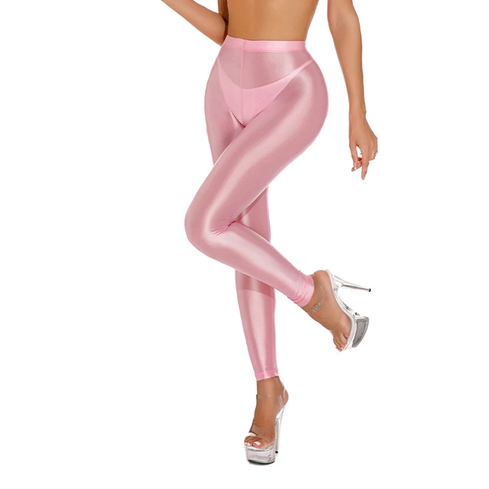 Comfy New Stylish Womens Pants Womens Trouser Yoga Pants Daily Dancing Disco Shiny Leggings Regular Satin Sheer Stretchy