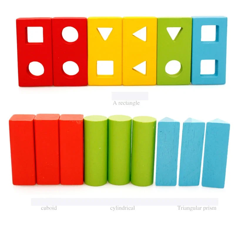Baby Toys Geometric Wooden Blocks Shape Assembled Board Montessori Teaching Leaning Education Building Chopping Block Match Toy