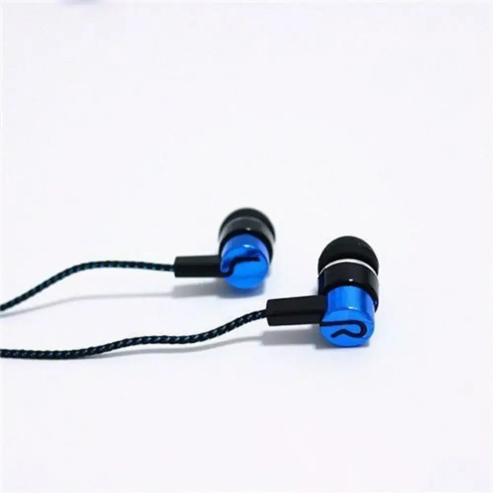 Écouteurs intra-auriculaires filaires stéréo pour basses, bleu et noir, avec câble tressé, pour une durabilité et une qualité sonore améliorées