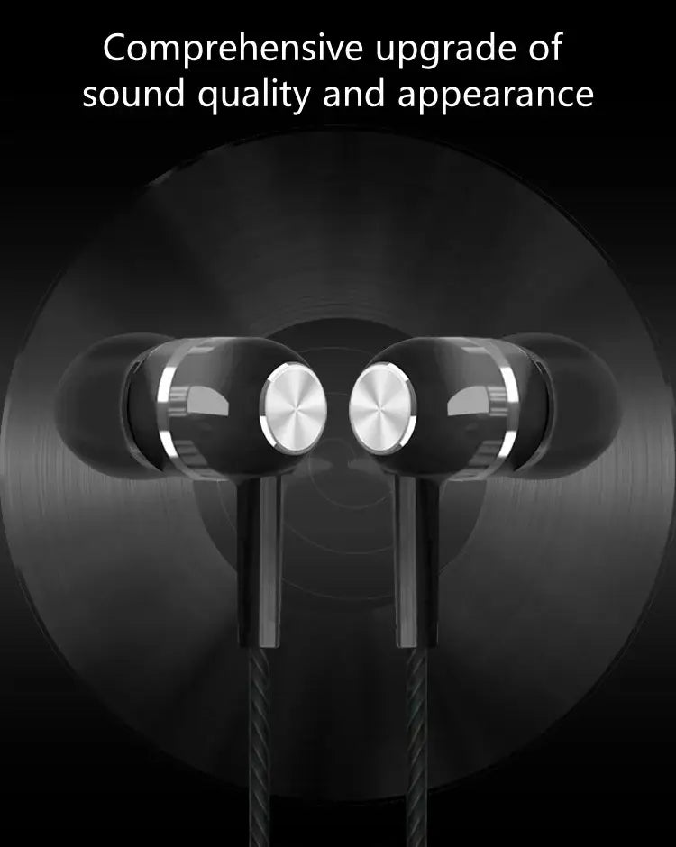 Casque de jeu filaire intra-auriculaire Vikefon avec microphone en noir et argent, doté d’écouteurs filaires élégants avec une finition métallique sur des boutons de commande circulaires.