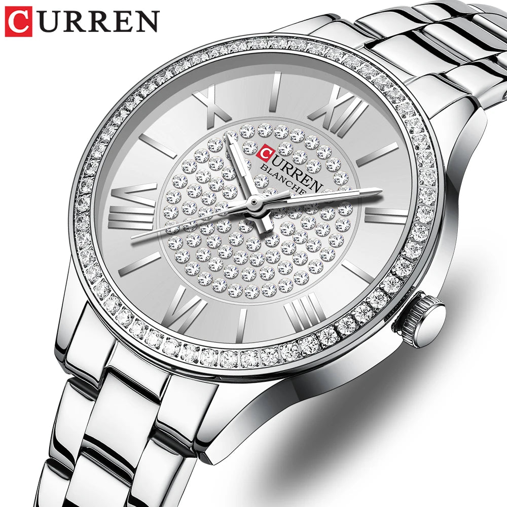 CURREN Women Watches Luxury Fashion Quartz Ladies WristWatch Stainless Steel Waterproof Girls Clock Gift Relogio Feminino