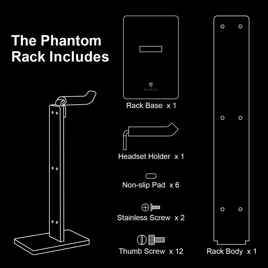 El soporte para controlador tipo fantasma y el rack de juego presenta un elegante soporte minimalista para auriculares, con una base rectangular resistente y una columna vertical de soporte, diseñado como un rack tipo fantasma para un almacenamiento organizado.