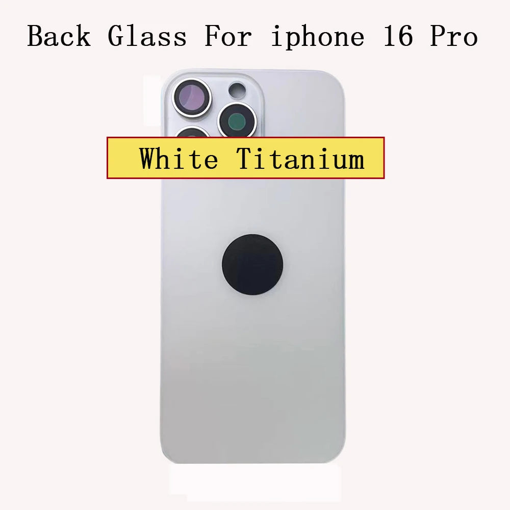1 Pc Back Glass Cover For iPhone 16 Pro 16 Pro Max Replacement With Camera Lens Bracket & Magnets, Repair Rear Housing Panel