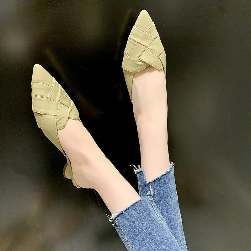 Women's Slippers And Ladies Sandals Leather Job Shoes Pointed Toe Mules Slides Sexy With Premium New Style High Quality 39