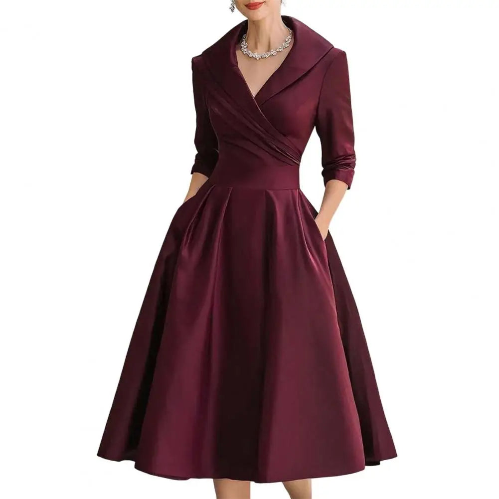 Elegant Women Blazer Dresses Business Office Midi Blazer Dress Women's Lapel V Neck Work Dress A Line Swing Dress Formal