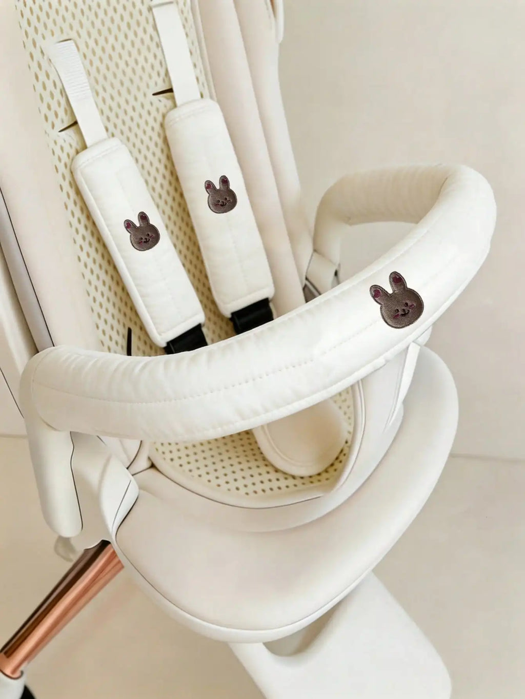 3-piece set of baby stroller accessories - soft stroller handle cover and seat shoulder strap cover, with three-dimensional embroidered patterns, non-slip shoulder pad suitable for baby strollers, making baby's outings more c
