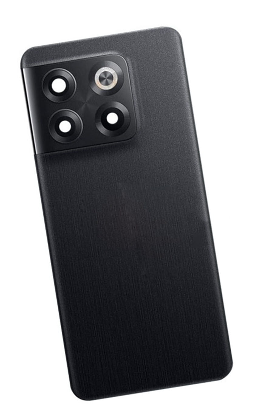 ワンプラス 10T に適したスマートフォンの背面用として、黒のマットガラスのバッテリーカバー交換パネル。4つのレンズを備えた正方形のカメラモジュールを備えます。