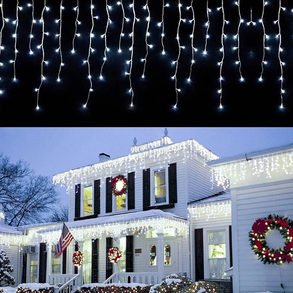 Christmas Decor Festoon Icicle Curtain Led Lights Wedding Garden Street Outdoor Waterproof Fairy String Light New Year Decor