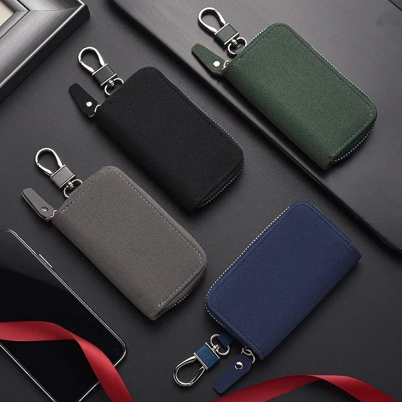 New Leather Keychain Men Women Key Holder Organizer Pouch Large Capacity Car Key Wallet Housekeeper Key Case Mini Card Bag
