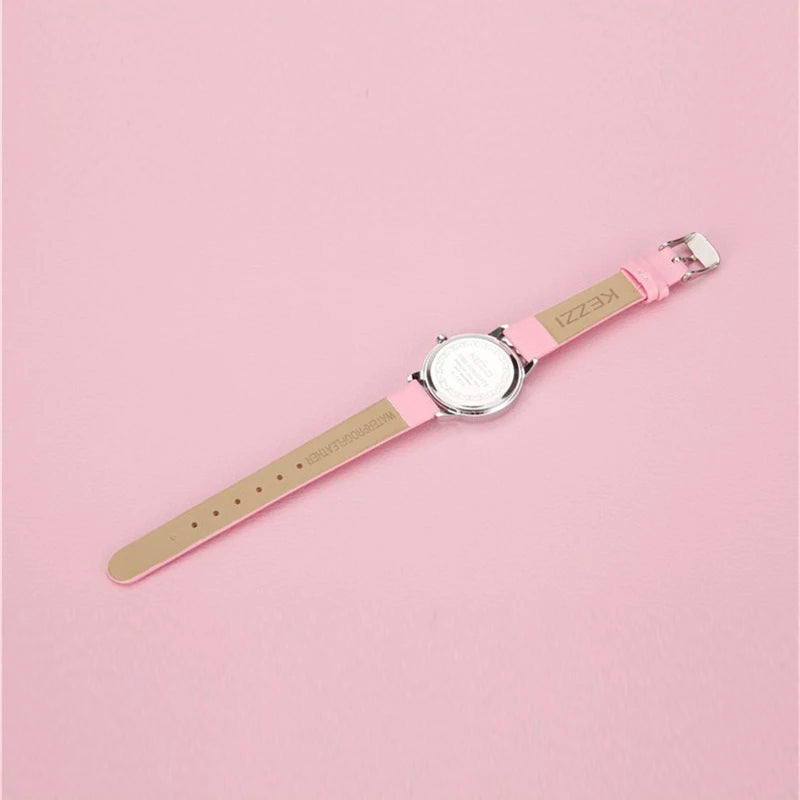 Children Kids Watches Casual Fashion Cute Flowers Students Watch Life Waterproof PU Leather Strap Quartz Wrist Watch For Girl