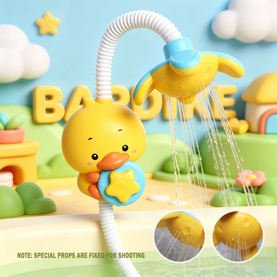 Baby shower toy with water spray, duckling flower model, rotating faucet, electric shower, water spray, swimming, baby shower to