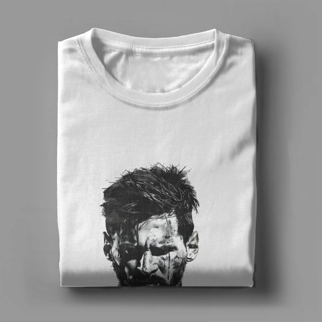 Men T-Shirts Football Messis Leisure Cotton Tee Shirt Short Sleeve  T Shirts Round Neck Clothing Unique