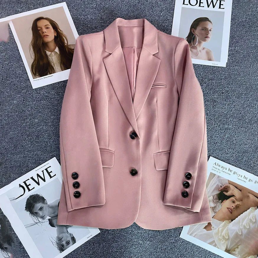 Elegant Office Lady Blazer Woman 2023 Fashion Long Sleeve Single Button Blazers New In Coats And Jackets Clothing Outerwears