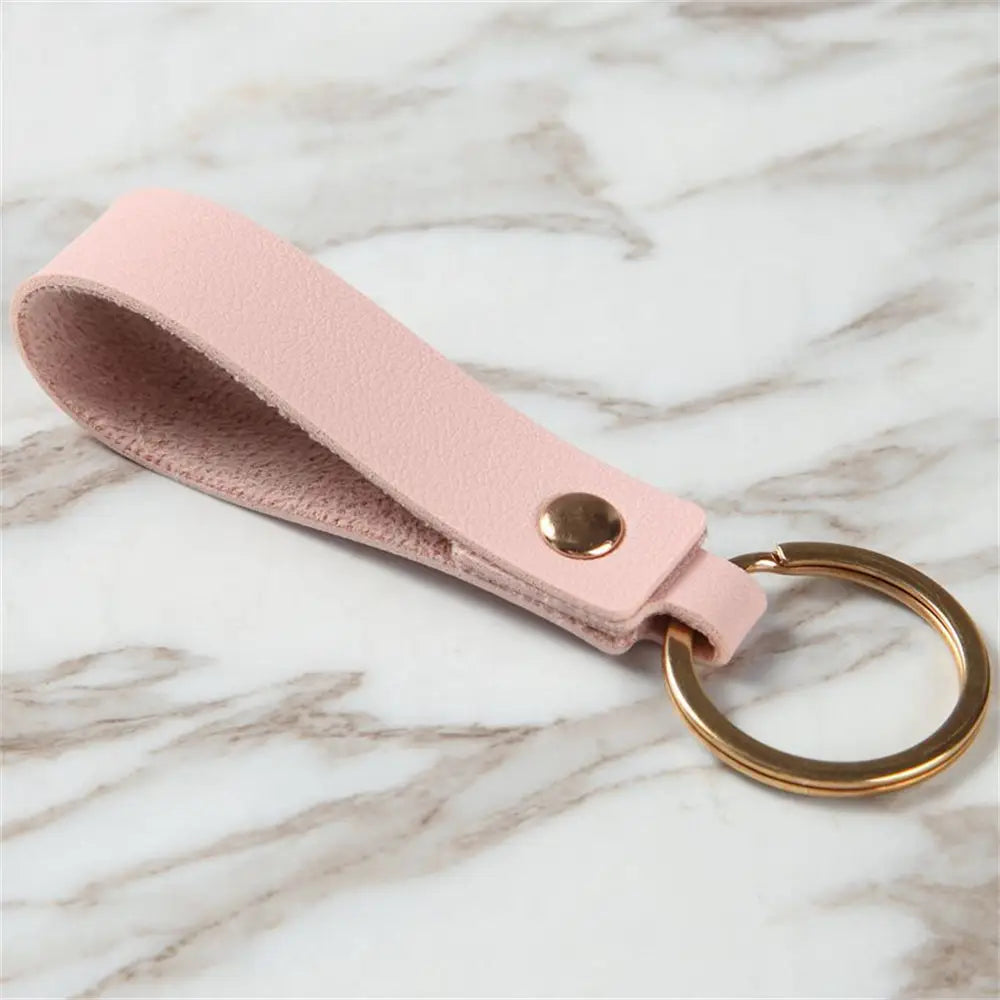 Classic 8 Colors PU Leather Keychains Fashion Metal Keyring Bag Pendent Car Key Holder Accessories for Men Women Business Gift