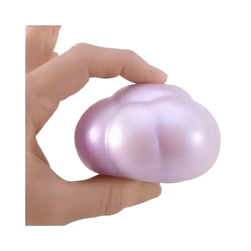 A lavender cloud-shaped Needoh Cloud Pleaser slow rising silicone squishy viewed from the front