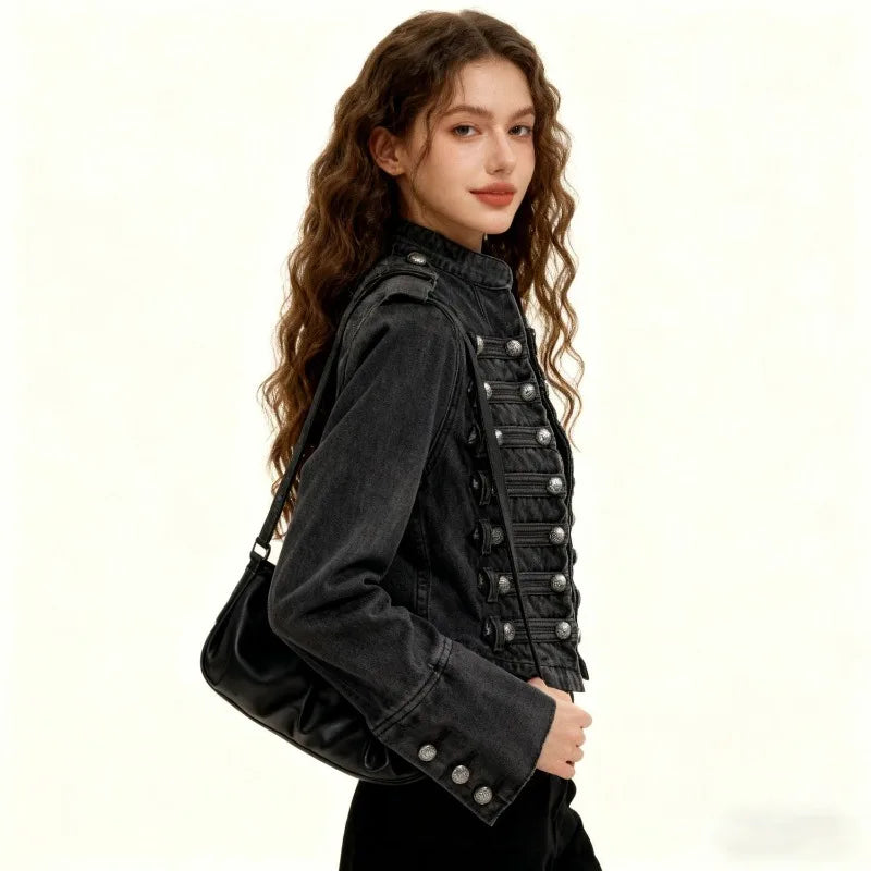 Blouse Jacket Women Spring/Autumn Cropped Denim American-style Slim-fit Casual Minimalist Comfortable Niche Premium Distinctive