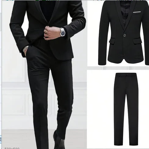 Mens Wedding Two Piece Suit Groom Best Man Slim Casual Dress